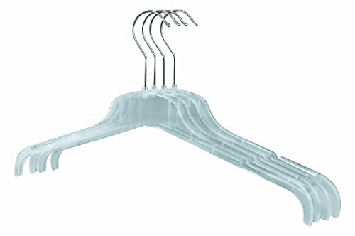 RSR Hangers Kleiderbügel 50 Stück Transparent Klar FO 47 cm Kunststoff 360° drehbarer Haken | Hemdenbügel | Blusenbügel | Jackenbügel Platzspar mit Rockkerbe