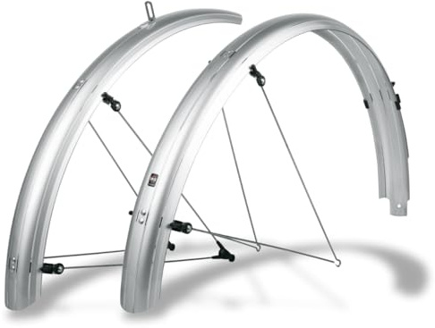SKS Germany BLUEMELS Basic 27,5 - 29 69MM Set Silver Juego de Guardabarros (de Robusta construcción en sándwich, Sistema de Seguridad ASR, puntales en V con Puentes fijos), Plata