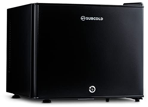 Subcold Aire20 LED Mini Fridge | 20L Small Table Top Model | Quiet Frost Free Fridge for Bedrooms & Hotels | Lockable with Solid door & interior LED light (Black)