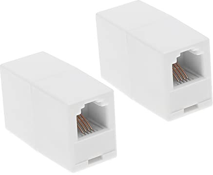 EMSea 2 Stück RJ11 6P4C Buchse auf Buchse RJ11 6P4C Inline-Koppler BT Telefonkabel Adapter Zubehör für Zuhause, Wohnzimmer, Schlafzimmer, Büro