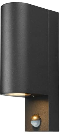 PRIOS Outdoor Wall Light Tetje dimmable with Motion Detector (Modern) in Black Made of Aluminium (2 Light Sources, GU10) from wall lamp for Exterior/Interior Walls House Terrace und Balcony
