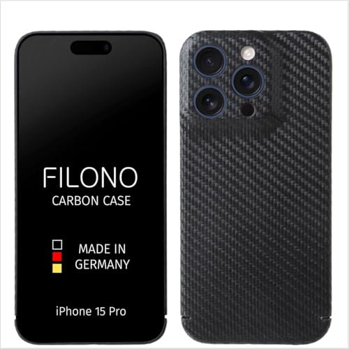 FILONO iPhone 15 Pro Carbon Hülle Ultra dünn | Made in Germany | mit Kamera-Schutz, kompatibel mit MagSafe | Carbon Case