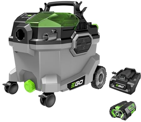 EGO Power+ Shop Vacuum Wet Dry, Car Vac, Portable Cordless Cleaner, 9 Gallon 110 CFM, Includes 56V 5.0Ah Battery and Charger - WDV0904