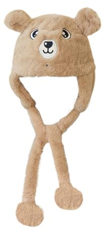 ISAKEN Barn vintermössa plyschhattar med öronlappar vinter varm slip-mössa unisex öronlappar hatt beanie mössa stickad mössa för flickor pojkar 3–10 år, Bär, M