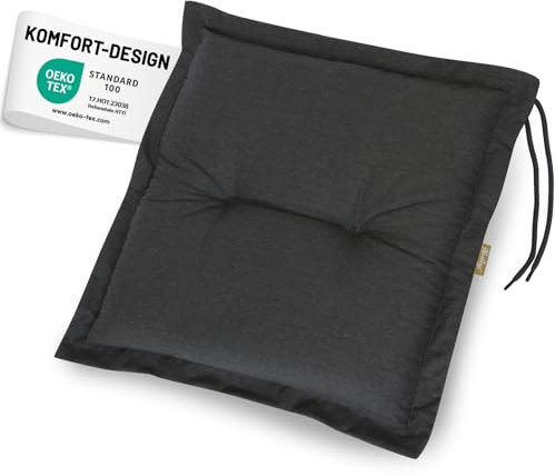 Herlag Hockerauflage AVA 50x50x9cm | Extra Dicke Sitzauflage 9 cm für Fußhocker | Gartenstuhlauflage mit Deluxe-Komfort | Öko Tex 100 | 1 Polster | Anthrazit