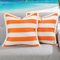 Lewondr Outdoor Kissenbezug, 2 Stück 50x50cm, wasserdichte Quadratische Zierkissenbezug mit Fransen, Gestreifte Dekorative Outdoor Kissenhülle für Garten Lounge Sofa Balkon, Orange