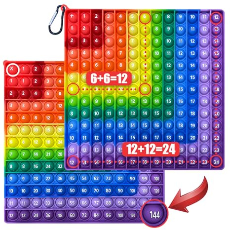 Zamety Popit Fidget Toys, Anti Stress Fidget, Popper Bebe Fidget Toy, Multiplication et Addition Popite pour Enfant, Double Face Silicone Arc-en-Ciel Jouet Anti Stress pour Enfants Adultes