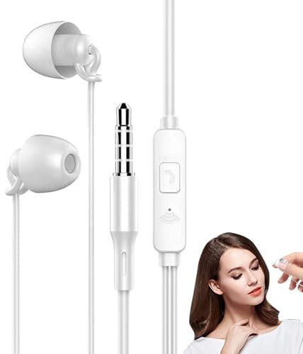 Auriculares para dormir con cable – Auriculares de silicona suave para dormir, auriculares con cancelación de ruido | Auriculares intrauditivos de 3.5 mm para dormir para ronquidos, viajes en avión