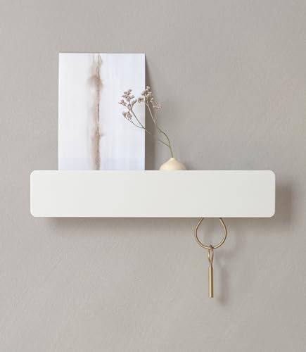Kazai. Portachiavi da Parete 'Kian' | Design di Appendichiavi da Parete di Berlino | Porta Chiavi da Muro con Vassoio in Metallo | Porta Chiavi Ingresso per Parete e Corridoio | Bianco