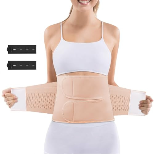 AOGOE Faja Abdominal Postparto, Cinturón Moldeador de Cintura para Embarazadas, Cinturón Embarazadas Faja con Correas de Ajuste Dobles, Transpirable Faja de Embarazo, Faja Postparto, L (Beige)
