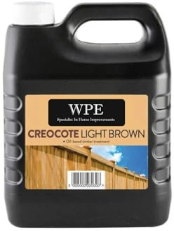 WPE® Light Brown Creocote Wood Treatment – Oil-Based Creosote Substitute for Fences, Sheds, Decking & Timber – Deep Penetrating, Long-Lasting Weatherproof Protection – 4L Exterior Wood Preserver