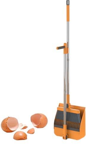 Juego de cepillos para recoger, escoba vertical y recogedor, mango ajustable, cepillo de barrido alto con dientes de peine para limpieza de suelos, interior, exterior, hogar, cocina, habitación