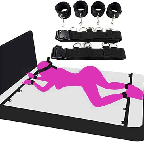 Bed Bondaged Restraints Sex Kit for Couples Under King Size Bed Sex Resistance Bands Sex Tied Down Straps for Adult Play Ankles and Wrists Sex Handcuffs Bedroom Blindfolds Toys Women Sweater