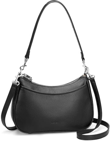 befen Anti Theft Genuine Leather Crossbody Bags for Women Black Shoulder Purses Designer Trendy Hobo Bag with RFID Blocking Soft Leather Purse Travel Womens Handbag Shoulder with 2 Detachable Straps