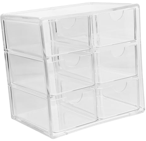 UKCOCO Organizador de Maquillaje para Escritorio Diseño de Cajones Apilables, Caja de Almacenamiento Multifuncional de PS para Artículos Pequeños y Papelería