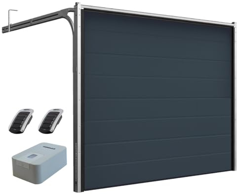DoorHan Puerta de garaje seccional con accionamiento y transmisor manual | para automontaje | Tamaños seleccionables | (RAL 7016 (Gris antracita), Ancho 3000 mm x Alto 2530 mm)