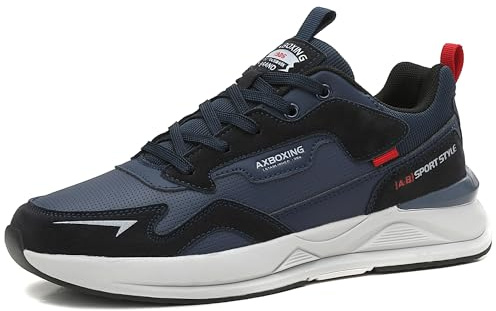 AX BOXING Scarpe Uomo Sneaker Comode Scarpe da Ginnastica Casual Sportive Basse Scarpa Running Palestra Blu Scuro 45 EU