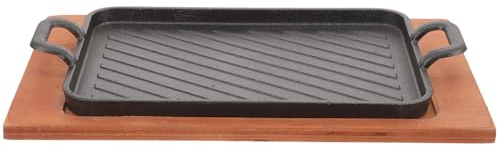STAHAD Sartén Teppanyaki Rectangular de Doble Asa para Carne y Pizza, Plancha para Parrilla de Gas de Hierro Grueso, Adecuado para Uso en Exterior y Cocina Doméstica