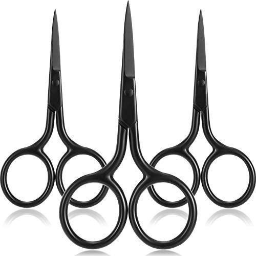 Mudder 3 Pack Small Eyebrow Nose Scissor Stainless Steel Scissor, Black