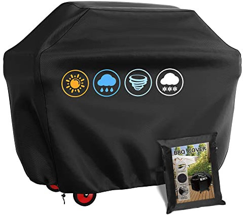 Housse Barbecue Gaz, Bache Barbecue Exterieur Rectangulaire 145 x 61 x 117 CM,Housse Plancha 210D Etanche,Anti-UV Imperméable pour Weber, Holland, Jennair Campingaz etc