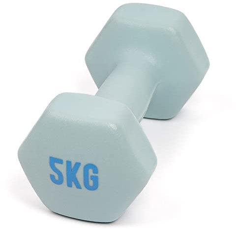 Myga Hex-Hantel – Einzelgewicht, perfekt für Kernkraft- und Fitnessübungen, Aerobic und Training – Neopren-Gusseisen, ideal für Zuhause, Fitnessstudio und Studio (Grau - 5kg)