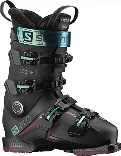 Salomon S/Pro 100 GW Damen Skischuhe, Schwarz/Burgandy/Shift Green/Blue 7/7.5 (24/24.5)