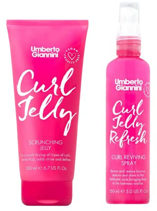 Umberto Giannini Curl Jelly Scrunching Jelly 200ml Vegan & Cruelty Free Frizz Styling Curl Control Hair Gel for Curly or Wavy Hair, 150 ml (Curl Jelly and Jelly Refresh Spray)