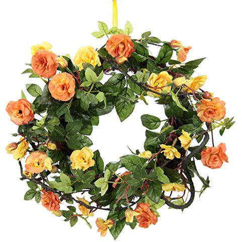 Rosen Rosenkranz Türkranz Wandkranz Blütenkranz Blumenkranz dekoriert Wanddeko Blüten Deko Künstlich Blume Haustür Kranz Geschenk Hochzeit Hochzeitsdeko Valentinstag Muttertag Wanddeko Rosenköpfe