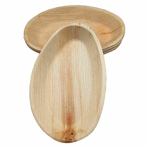 ECO Leaf | 25 Pack Oval Disposable Palm Leaf Plates | Compostable | Eco Friendly | Biodegradable | Picnic, Wedding Party Dinnerware| Like Wooden Bamboo Plates | Oval Large - 10(24cm)