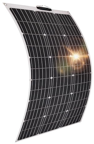 Technaxx Panneau Solaire Flexible 100W Monocristallin ETFE Haute Efficacité Panneau Solaire Portable pour Camping Caravane Bateau Balcon Off-Grid Installation Facile Compatible Station Énergie TX-208