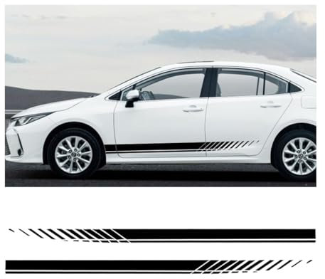 JNNJ 2 Piezas Calcomanía a Rayas Para Coche, Puerta De Carrocería Rayas Laterales Calcomanías, Lateral Calcomanía Falda Parachoques Decoración Pegatinas De Rayas, Decoración Para Coches(Negro)