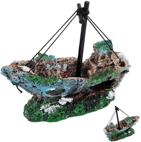 Wvu & Wvo Décoration d'aquarium, Accessoire pour Aquarium, Décoration d'épave de Bateau