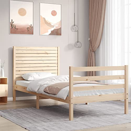 Gecheer Massiv träsäng, träsäng, massivt trä, säng, dubbelsäng/enkelsäng, balksäng, sängram, sängram, ribbotten med sänggavel typ 2