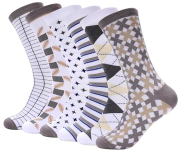Forony White Dress Socks Mens Crew Striped Anti Stink Size 8-13