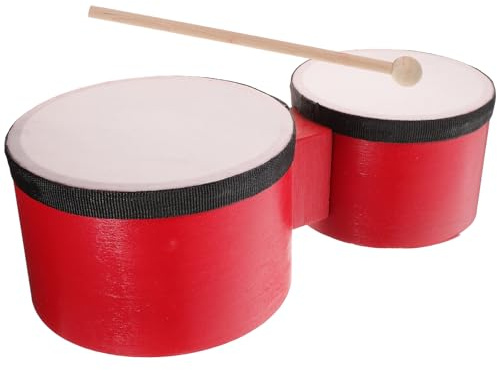 BESTonZON Kids Bongos Set 12.20 & 5.98 Inch Wooden Percussion Drum Toy with Drumstick Lightweight Hand Drums for Early Music Education and Family Fun