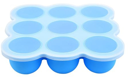 Boîte de conservation des aliments pour bébés,18.5x18.5x4.7cm Congélation Purée Bébé Hermétique pour Aliments,Stockage De Nourriture Plateau de ​Congélateur,Bac à Glaçons avec Couvercle Bébés,Bleu