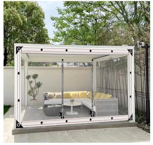 ZXCASDF Outdoor Clear Curtain Waterproof with Zipper，PVC Tarpaulin with Zipper，Zipper door transparent tarpaulin，Heavy-Duty Waterproof Clear PVC Tarp with Metal Grommets(H1.2xW1.5m/H3.9xW4.9ft)