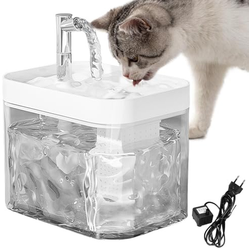 Fontaine pour chat : 1,5 l ultra silencieuse pour chat, avec filtres, arrêt intelligent en cas de manque d'eau, fontaine d'eau pour animaux de compagnie - Blanc