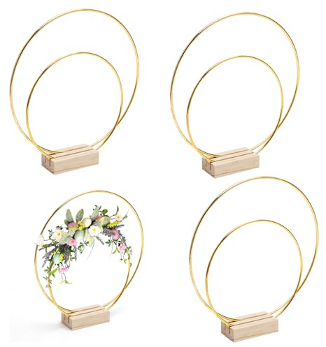 KQDRAVINE 3 Decoración para Coronas (15cm y 20cm, Tres de Cada uno) con Base de Madera, para Decorar Mesas, Atrapasueños y Bodas