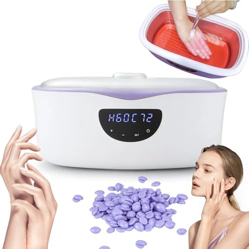220W Machine de Bain de Cire de Paraffine 220W avec 4000 ML de Casserole en Aluminium Pur, Affichage LED et contrôle Tactile - Temps réglable (45-75 ° C) et minuterie - pour Les Mains