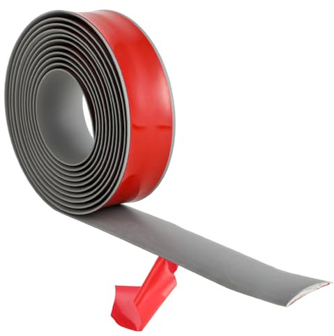 Strehknewen Profil de Transition 400cm x 4cm Autocollant – Barre de Seuil Sans Perçage pour Stratifié, Vinyle, Moquette & Carrelage – Plinthe Flexible en PVC Robuste, Gris