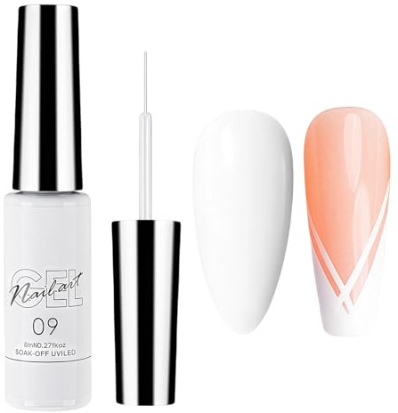 White Gel Nail Polish Liner - French Tip Gel Polish for Nail Art, UV Shellac White Gels Polishs for DIY French Tip Nails Design, Women's Home Salon