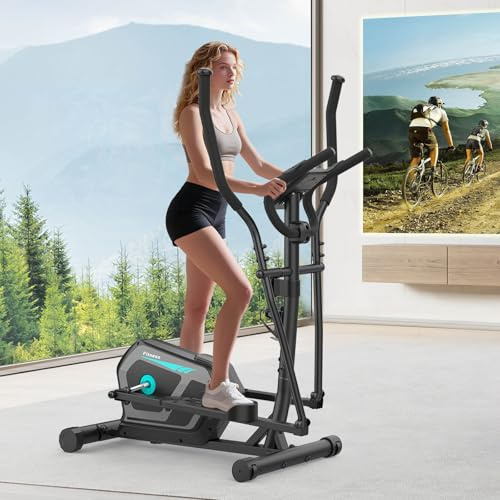 Vélo elliptique Magnétique avec 16 Niveaux de Résistance,Bluetooth App, Pulse Rate Grips & LCD Monitor,Pédale antidérapante,Velo elliptiques pour la Maison avec Capacité Max 130KG