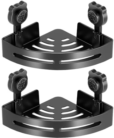 keloppasit Corner Shower Caddy, 2pcs, With Suction Cup, No Drilling Bathroom Storage Shelves, Removable Shower Shelf, For Bathroom Kitchen Home Shampoo Body Wash