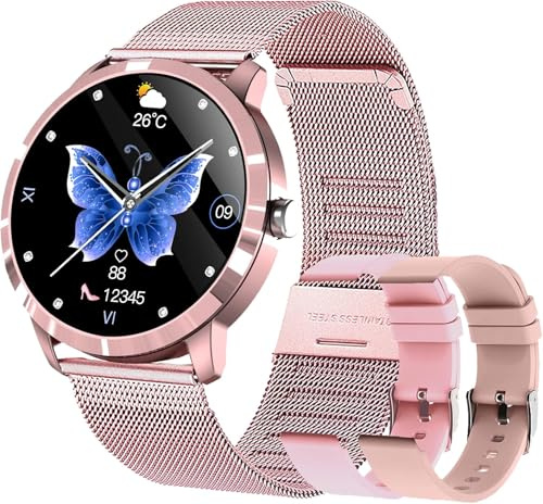 Reloj inteligente para mujer, 1,32 pulgadas, AMOLED con función de teléfono, rastreador de fitness, 123 modos deportivos, monitor de actividad con presión arterial, monitor de sueño, podómetro, reloj