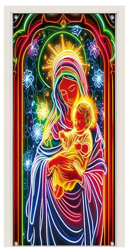 Juldörrsöverdrag - juldörrsöverdrag i polyester, fluorescerande tygduk, festbannerdekoration - för hem, fest, vinter, bondgård, fest