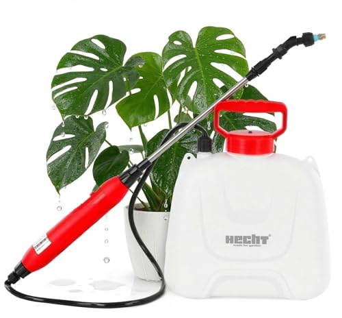 HECHT Akku Drucksprüher 5L elektrisch, ohne Pumpen, automatischer Druck bis 2,5 bar, USB-C, Teleskoplanze 62–82 cm, Pflanzensprüher & Gartenspritze