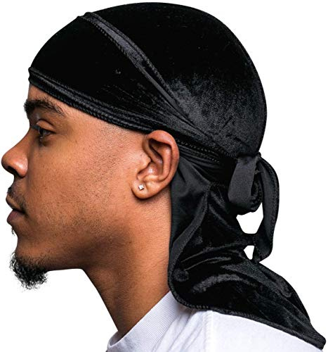Veeta Velvet Terciopelo Durag, Negro, Talla única para Hombre