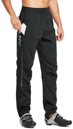 baleaf Herren Fahrradhose Thermo Fleece Radhose Wasserdicht Winddicht Softshellhose Warm Wanderhose Lang Radlerhose für Winter Outdoor Radfahren MTB Schwarz XXXL