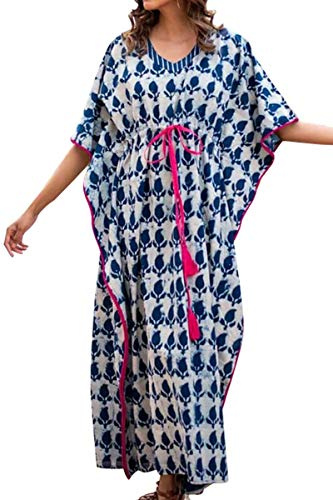 L-Peach femmes coton caftan vêtements de détente Boho Homewear surdimensionné Kimono Maxi robe de plage couvrir Ups Robes